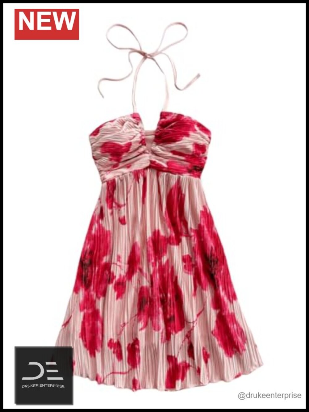 Women's Tie Dye Halter Backless Cami Summer Dress Sleeveless A-Line